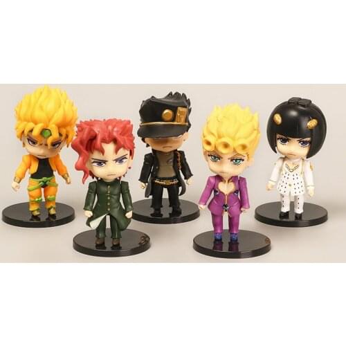 5Pcs Anime JoJos Bizarre Adventure JOJO Giorno Giovanna Bruno Bucciarati Mista Cute Standing PVC Action Figure Model Toy Gift