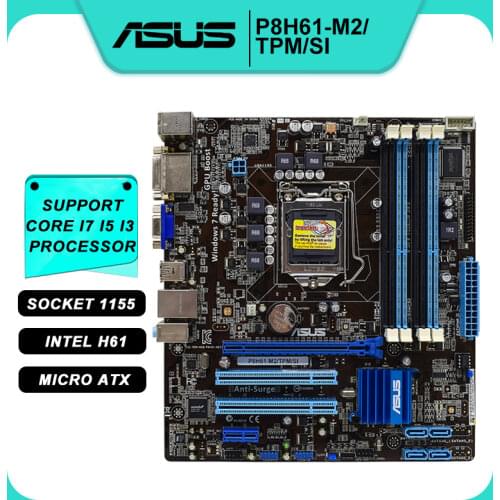 For ASUS P8H61-M2/TPM/SI Desktop Motherboard - Intel h61 Socket H2 LGA 1155