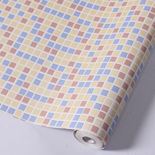 Mosaic Wallpaper Waterproof Tile Stickers Plastic Vinyl Self-Adhesive Wall Papers Kitchen Bathroom Wall Stickers Home Decor