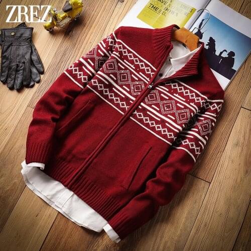 ZERZ Men 2021 Winter Fall New Thick Warm Knitwear 100% Acrylic Vintage Sweater Cardigan Men Casual Fashion Classic Sweaters Men