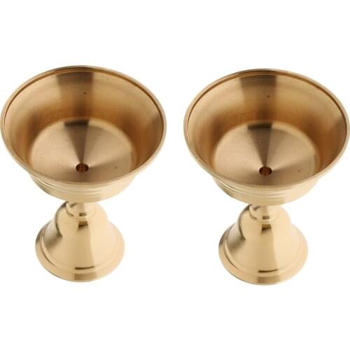 2-Piece Set, Ghee Lamp Holder Candle Holders Tibetan Butter Copper Oil Lamp Buddhist Supplies