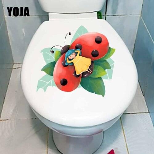 YOJA 22.5X22.1CM Home Decor Wall Sticker Toilet Decal The Lovely Little Angel Sleeping On The Insect T5-1369