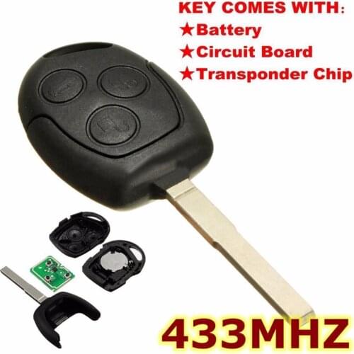 Newest 3 Buttons Remote Key Fob 433MHz Transponder Chip For Fo-rd/Focus/Monde-o