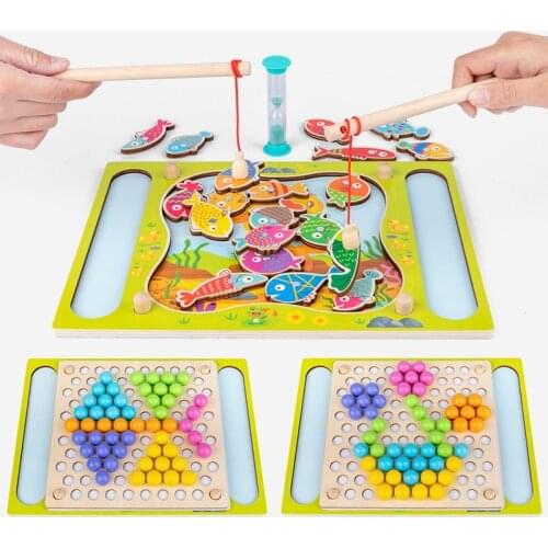 NEW Kids Wooden Toys Montessori Clip Beads Puzzle Board Magnetic Fishing Toys Math Baby Early Educational Toys Gifts Children