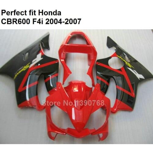 ABS plastic fairing for Honda CBR600 F4i 04 05 06 07 black red fairings kit CBR600F4i 2004-2007 HZ145