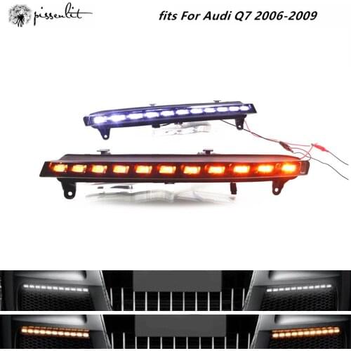Fits For Audi Q7 2006-2009 Car Accessories White Lights Daytime Running Light Yellow Turning Light LED fog light vehicle lights