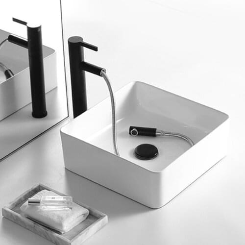 Nordic Simple Above Counter Basin Square White Wash Basin Home Bathroom Accessories Ceramic Art Basin Bathroom Sink Bowls