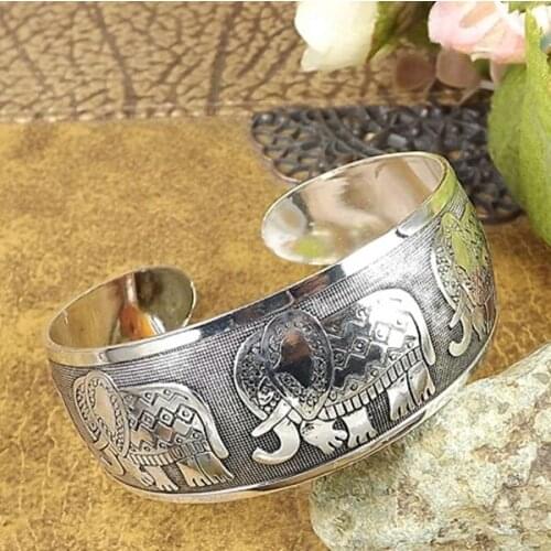 Adjustable Tibetan silver color elephant Amulet Bangle K9170