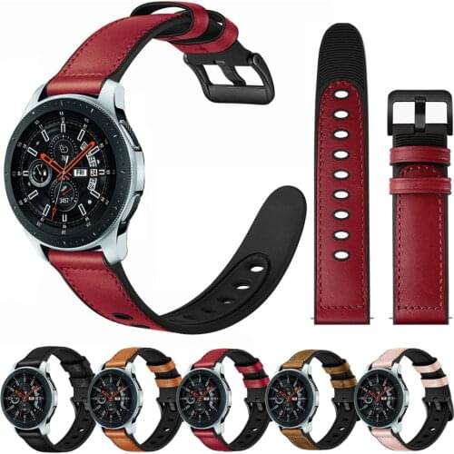 Galaxy Watch 3 45mm Band / Galaxy Watch 46mm Strap 22mm Hybrid Leather Silicone Band for Samsung Gear S3 Frontier Bracelet Red