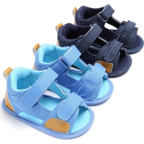 Baby Boy Sandals Soft Canvas Sole Crib Shoes Baby Sandals Non-slip Suede Soles For Boy Anti-Slip Sneakers Clogs 0-18M