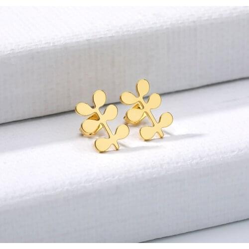 V Attract New Fashion Stud Earrings for Women Simple Leaf Earring Piercing Wedding Jewelry Birthday Gift
