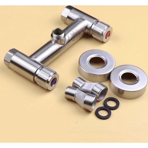 304 Stainless Steel Shower Faucet Mixer Valve Double Type Bathroom Shower Hot Cold Water Tap G1/2' Wall mount