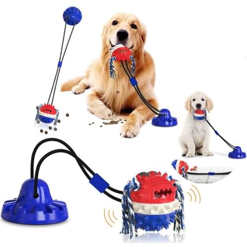 Dog Chew Rope Toy Tug of War Game Ball Suction Cup Toy For Dog Tooth Cleaning Molar Multifunctional Interactive Training Toy