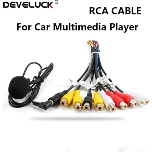 Universal Car Stereo Radio RCA Output Wire Aux-in Adapter Cable with microphone Video output/input Audio Subwoofer amplification