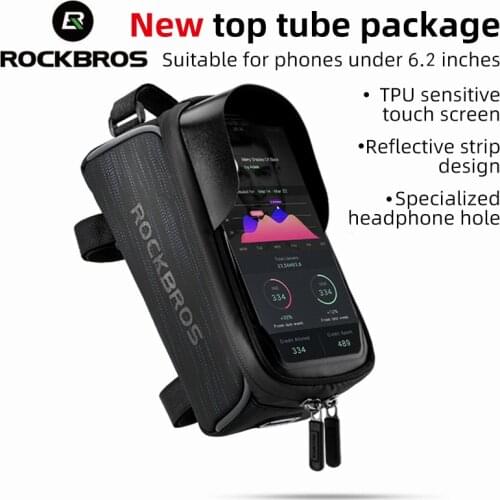 ROCKBROS Bike Bag Front Phone Bicycle Bag For Bicycle Tube Waterproof Touch Screen Saddle Package For 6.5Inch Bike Accessories