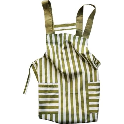 Vest-style Apron Polka Dot Striped Print with Double Pockets Widened Shoulder Strap Lengthen Bandage Kitchen Accessories