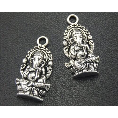 10pcs Silver Color Ganesh Pendant DIY Necklace Bracelet Bangle Findings 27X14mm A1777