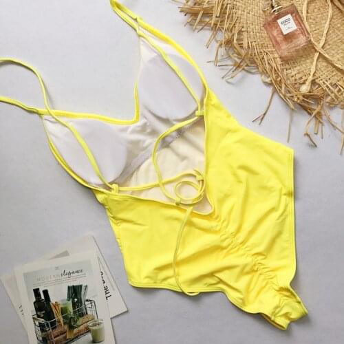 2021 Sexy One Piece Swimsuit Women Swimwear Scrunch butt Bodysuit Bandage Cut Out Beach Bathing Suit Swim Wear Monokini Swimsuit