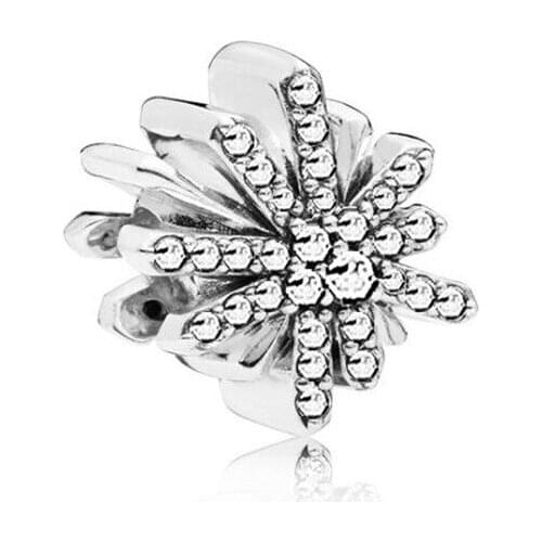 5PCS European Rhodium Plated Fireworks Geometric Beads Flower Charms Fit Pendant Bracelets & Bangles Necklace DIY Jewelry Making