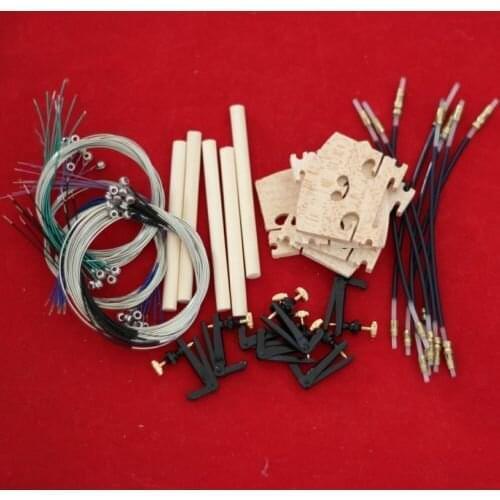 5pc maple wood 4/4 violin bridge 5 pc soundpost 5 tail gut 8 fine tuner parts violin fittings accessorries