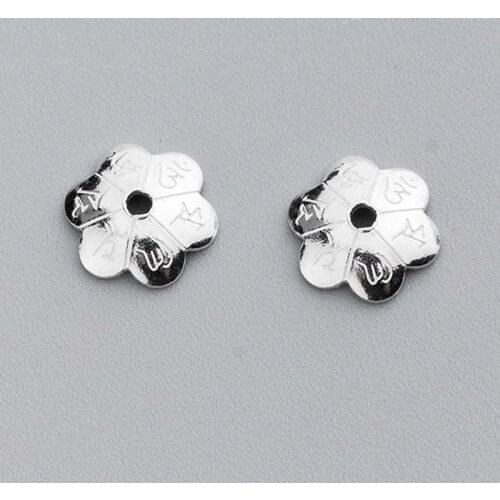 5pcs/lot 925 Sterling Silver Craft Flower Bead Caps Om mani padme hum Buddha Tassel Caps Receptacle DIY Jewelry Making Findings