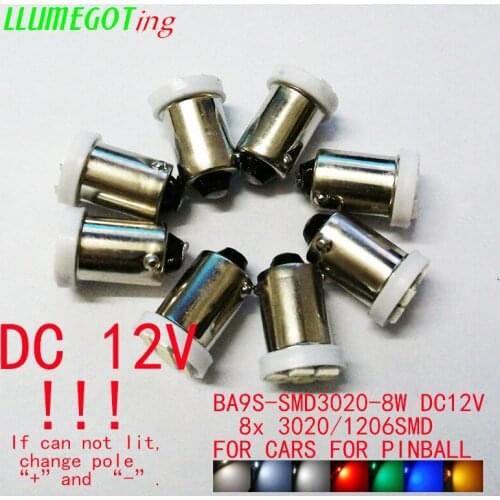 500pcs DC 12v BA9S T4W #44 #47 8SMD 3020 1206 Super White Led Car Interior Parking Bulb Auto Wedge Clearance Lamp Trunk Lamp