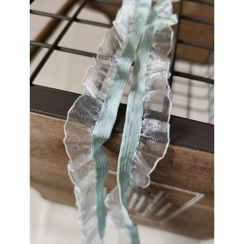 6 Meters Ruffle Lace Trim Elastic Lace Fabric diy for Home Decor Patchwork Blue Stretchy Lace Ribbon DIY Underwear Accessories