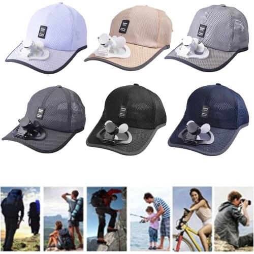 Cooling Fan Baseball Cap Summer Camping Hiking Running Outdoor Sports Caps Sun Visor Hat USB Charging Fan Cooling Peaked Cap