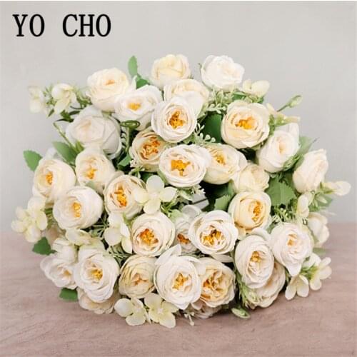5 Branches Rose Silk Bouquet Artificial Flowers 10 Heads Faux Roses Bunch Wedding Table Home Vase Decoration Fake Flower Roses