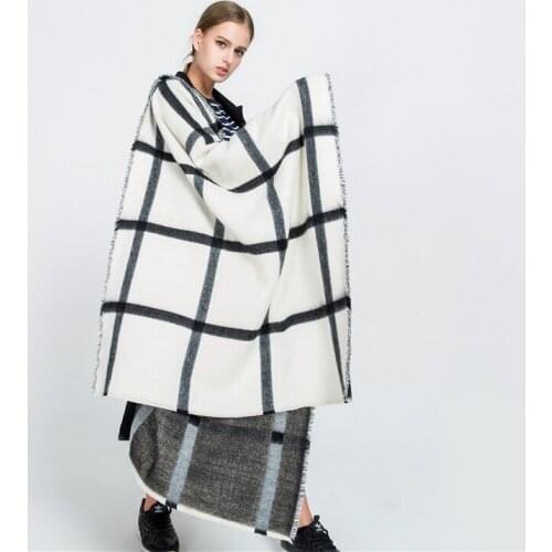 LISM Cashmere+Acrylic black and white double-sided blanket beige warm fashion shawl sofa throw