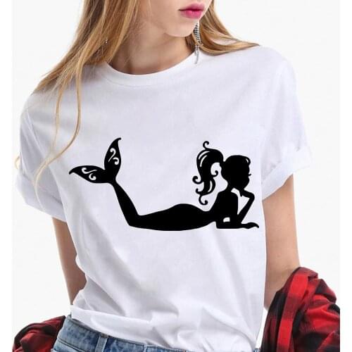 Women T Shirt Princess Ariel The Little Mermaid Print Tshirt Unisex Short Sleeve O Neck Loose T-shirt Ladies Summer Causal Tee