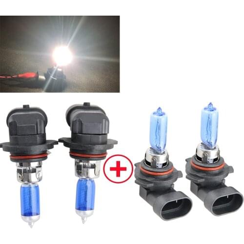 1 Pair 9005 HB3 + 1Pair 9006 HB4 6500K White 55W 12V Halogen Headlight Lamps High Low Beam Head Lamp Light Bulbs