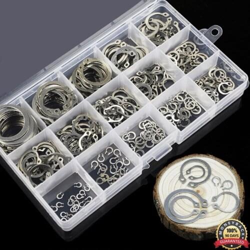 GB894 304 Stainless Steel External Circlip Snap Retaining Clip Ring Assortment Set C-Clips C-type External Retaining Ring