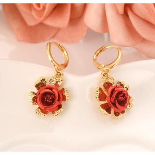 Hot flower rose drop earring Ethiopian/Nigeria/Kenya /Ghana Gold color DubaiArab african Arab Middle Eastern Jewelry Mom Gifts