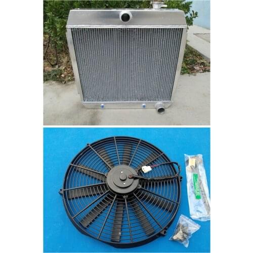 New Brand Aluminum Radiator & Fan For CHEVY BEL AIR V8 W/COOLER 1955-1957 1955 1956 1957