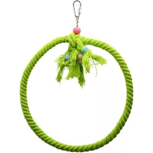Pet Parrot Birds Cage Toy Cotton Rope Circle Ring Stand Chewing Bite Hanging Swing Cockatiel Para Climbing Small Medium Parrot