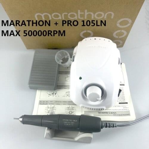 MARATHON-Champion 3 PRO 105LN Handle 35K/45K/50K Electric Nail Drill STRONG 210 Micro Motor Grinding Machine For Nail Art Tools