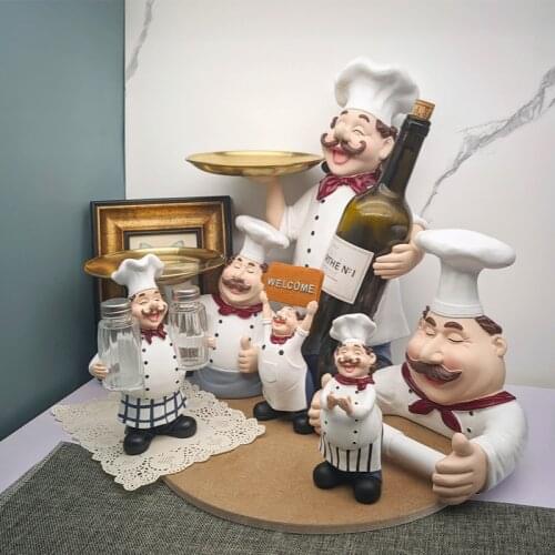 Cute Chef Tray Wine Rack Ornaments Creative European Resin Crafts Hotel Western Restaurant Window Decorations Chic Birthday Gift