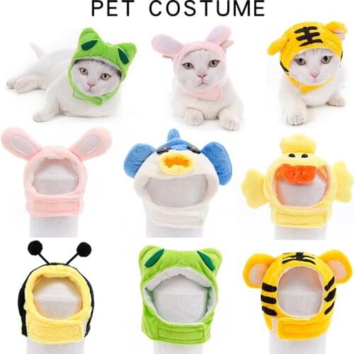 Cute Funny Pet Cat Headgear Rabbit Frog Bee Cartoon-Shaped Dog Headgear Cat Hat Cross-Dressing Party Selling Cute Pet Clothing