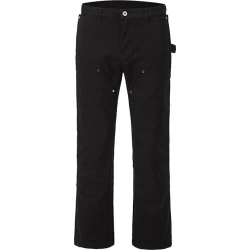 Mens loose casual zipper straight flared pants hip hop retro loose jeans