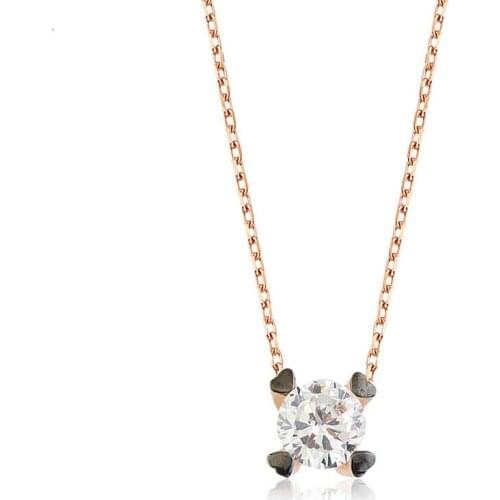 Real Silver 925 Jewelry Sterling Silver Heart Single Stone Lady Necklace