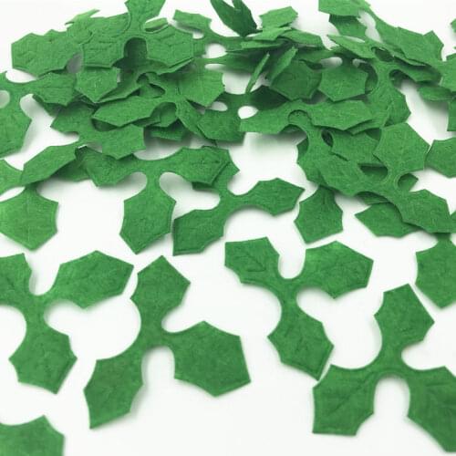NEW 200pcs Green Holly leaves Felt Appliques DIY Sewing Christmas Decoration 46mm