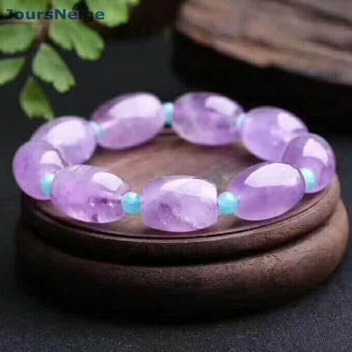 Wholesale Purple Natural Crystal Bracelets Barrel Beads With Blue Tianhe stone Beads Crystal Bracelet Lucky for Women Jewelry