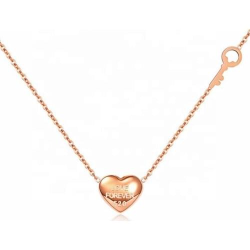Women Jewelry Stainless Steel Chain Necklace Gold Color Dainty Tiny Heart Shaped Necklaces Pendants