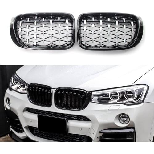 A Pair Diamond Style Car Front Kidney Grill Racing Grills For BMW F25 F26 X3 X4 2014-2017 Car Accessories