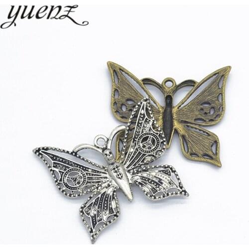 YuenZ 2pcs 2 color Antique bronze butterfly Charm fit for Bracelets Necklace Pendant DIY Metal Jewelry 54*48mm D254