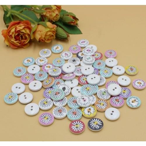 50/100PCs/pack 2 Holes Chrysanthemum Buttons for Needlework Craft Scrapbooking DIY Sewing Decorative Childrens Button Clothing