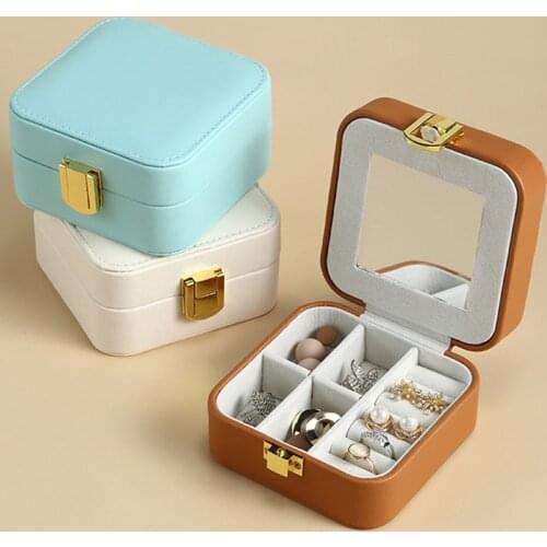 With Makeup Mirror, Earrings, Jewelry Storage Box, Simple And Portable, Retro Style Jewelry Box