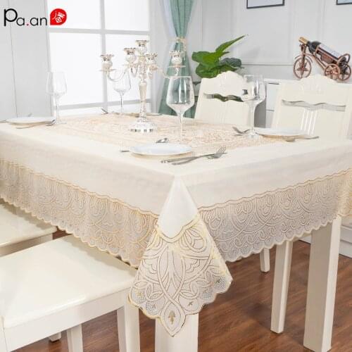 PVC Table Cloth Waterproof Room Decor Aesthetic Table Cover with Lace Rectangular Household Coffee Table for Living Room