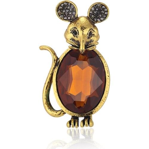 Rhinestone Lovely Mouse Animal Brooches for Women Enamel Brooch Pins Jewelry Accessories